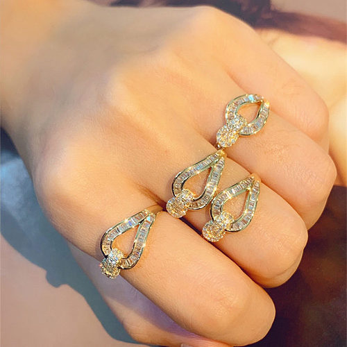 anéis ajustáveis ​​de diamante de ouro 18k para mulheres