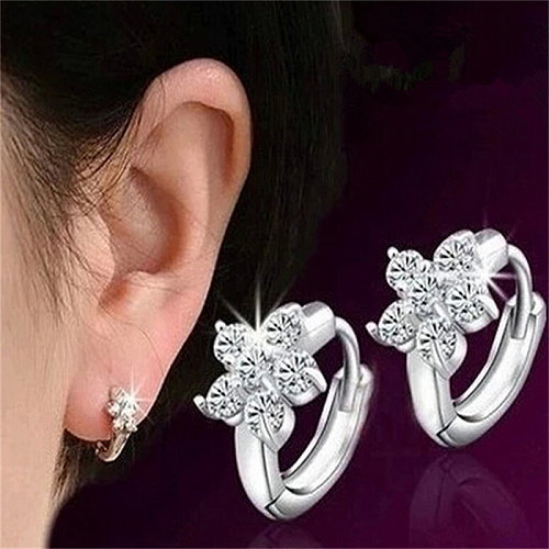 Simple Fashion silver plated Snowflake Earrings for Women