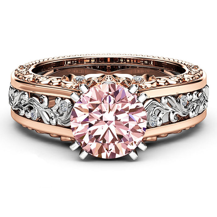 Anillos de diamantes de oro rosa de 14 k para mujer.