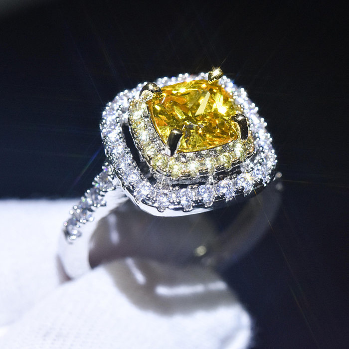 pt950 anel de noivado citrino esmeralda para mulheres