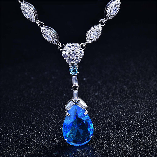beautiful heart of the ocean silver plated necklaces with sapphire for women