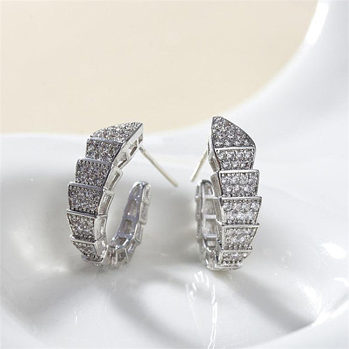 custom silver plated snake earrings with diamonds for women