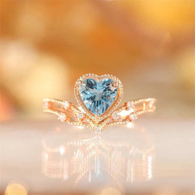 pretty aquamarine heart rings for women
