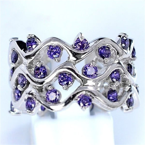 anéis de diamante de ametista personalizados para mulheres