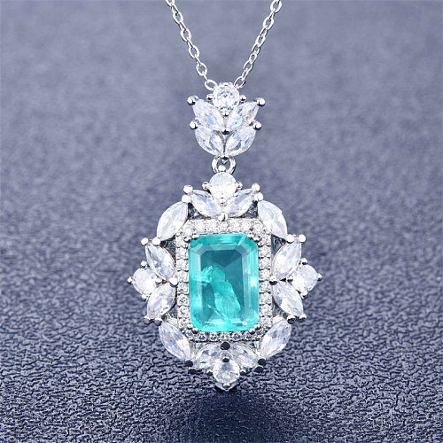 hübsche natürliche Paraiba-blaue Aquamarin-Halsketten mit Diamanten für Frauen