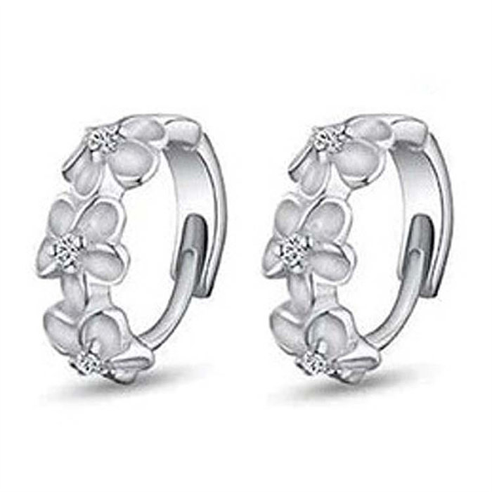 anéis de moda folheados a prata de flores bonitos para mulheres