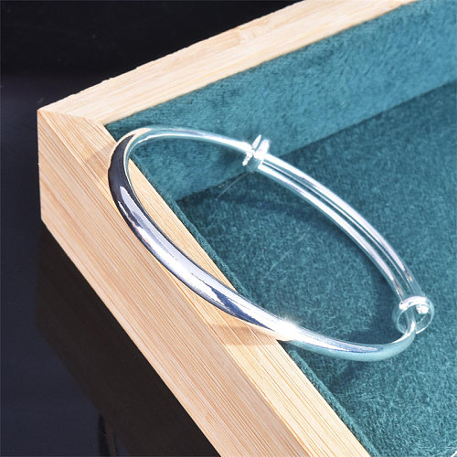 simple adjustable silver plated bracelets for women