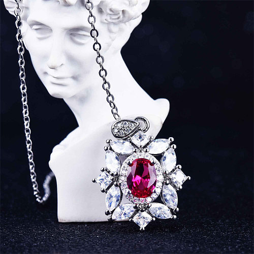 hermosos collares de diamantes de rubí de moda para mujeres