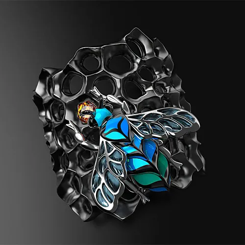 personalized fashion honeycomb bee rings for women