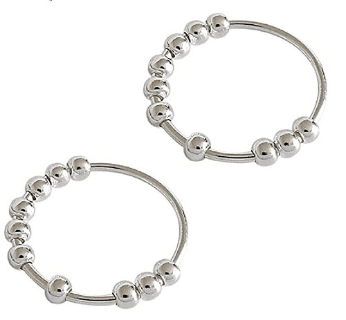 anéis de bola banhados a prata simples para mulheres