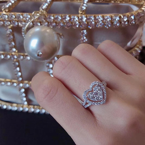 anéis de coração de diamante bonitos para mulheres