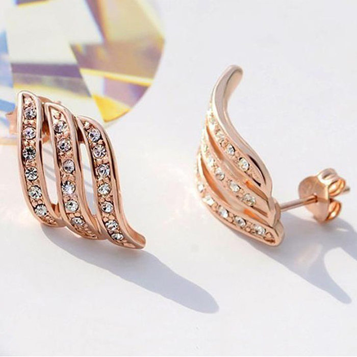 aretes personalizados de diamantes de oro rosa para mujer