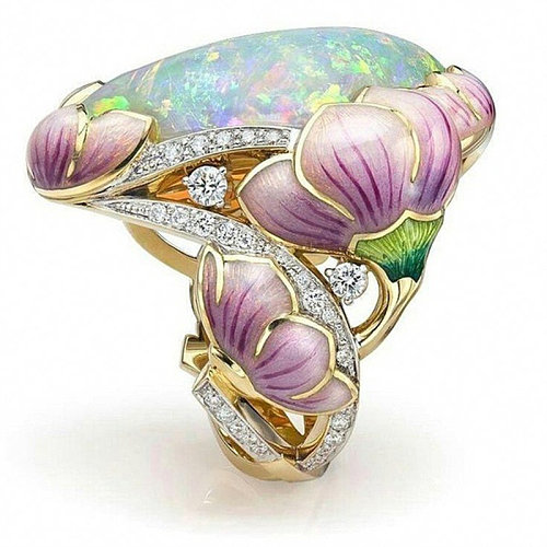 hermosos anillos de flores con diamantes para mujer