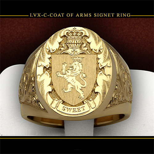18k gold lion antique rings for men