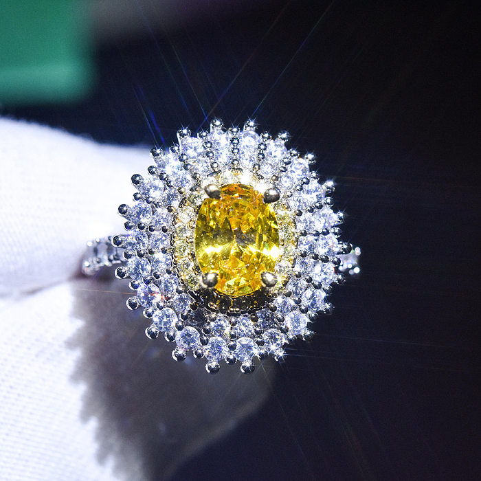 pt950 anel de noivado citrino esmeralda para mulheres