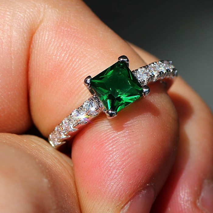 simple square diamond fashion rings for women