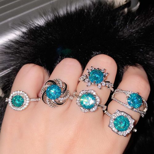 Anéis moissanite banhado a prata anel de luxo para mulheres