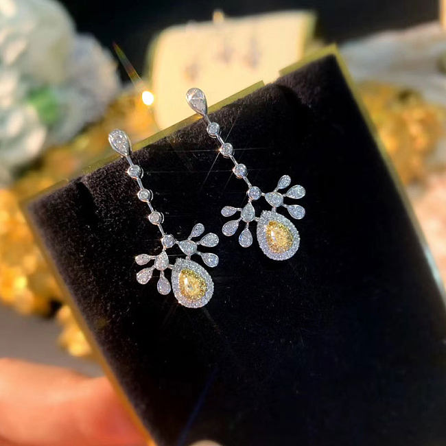cute fashion citrine diamond earrings for women