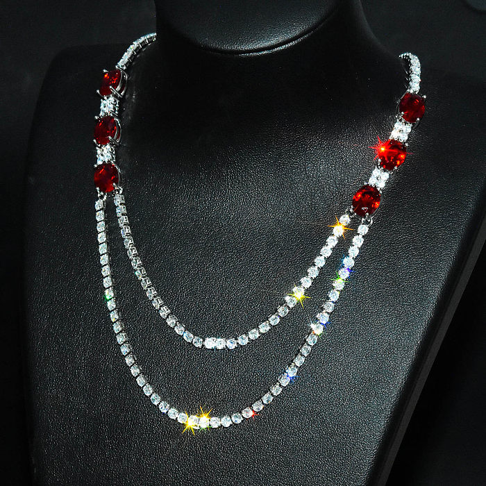 long diamond necklaces with natural ruby for party