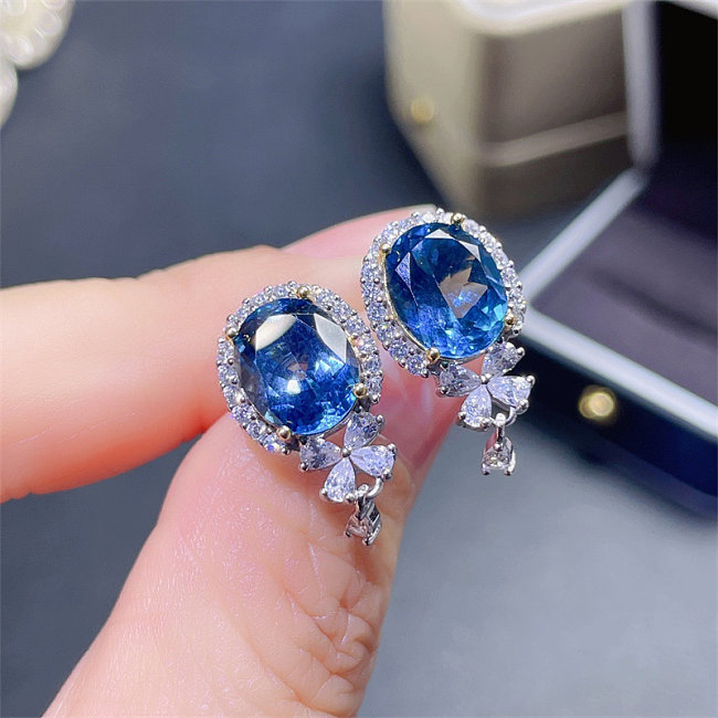 cute natural sapphire diamond fashion earrings for women