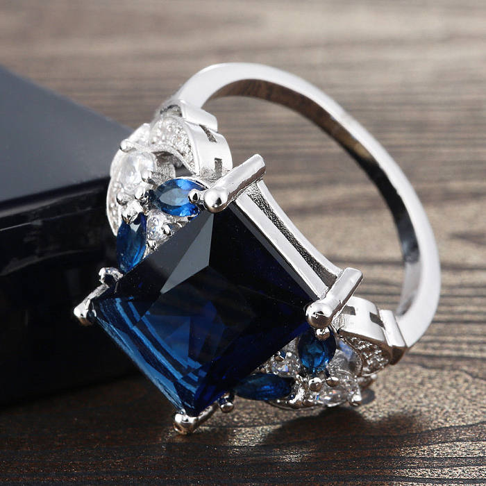 anéis de noivado de safira de diamante de moda de luxo para mulheres
