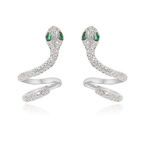 cute diamond snake earrings for women