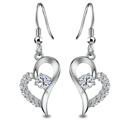 brincos de coração banhados a prata personalizados para mulheres