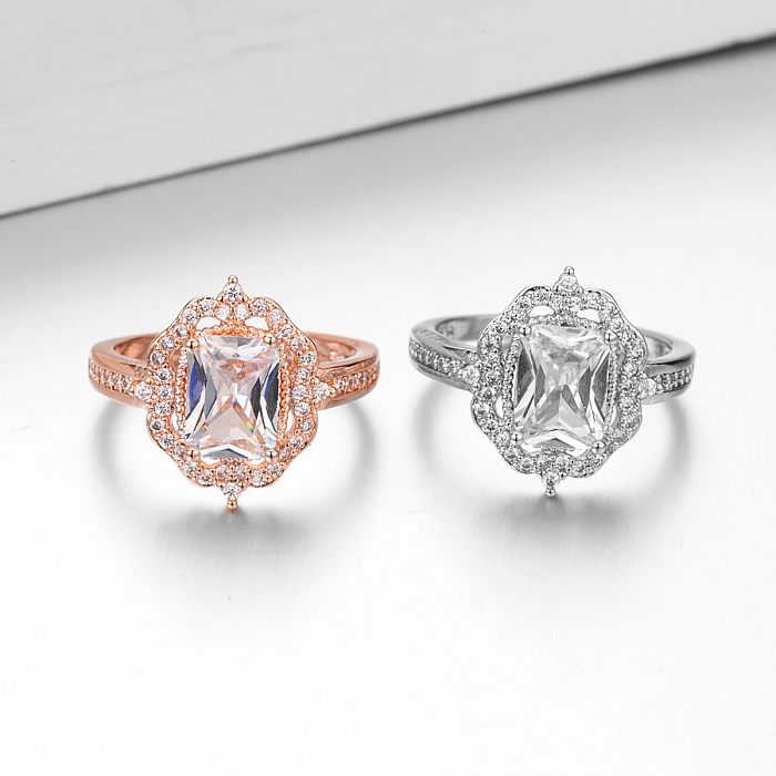 anéis de noivado de diamante de ouro rosa para mulheres