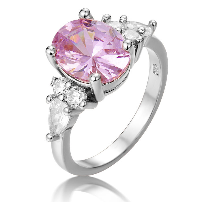 hermosos anillos de diamantes de cuarzo rosa para mujer