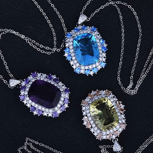 pretty natural aquamarine amethyst necklaces for women