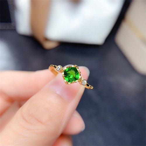18k gold adjustable rings with natural emerald for women