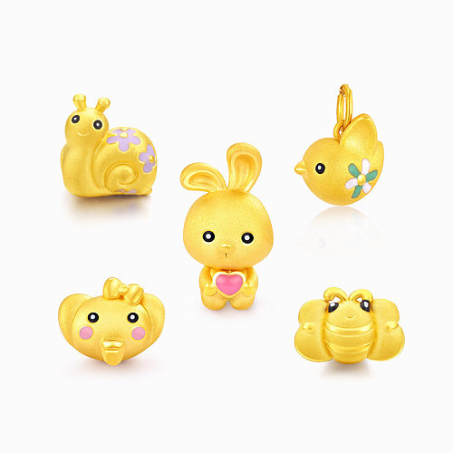 lindas pulseras doradas con diseño de conejo, mariposa y abeja para niñas