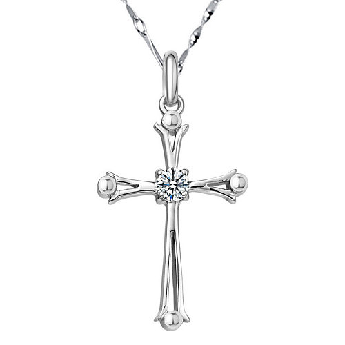 cute fashion silver plated cross necklaces for women