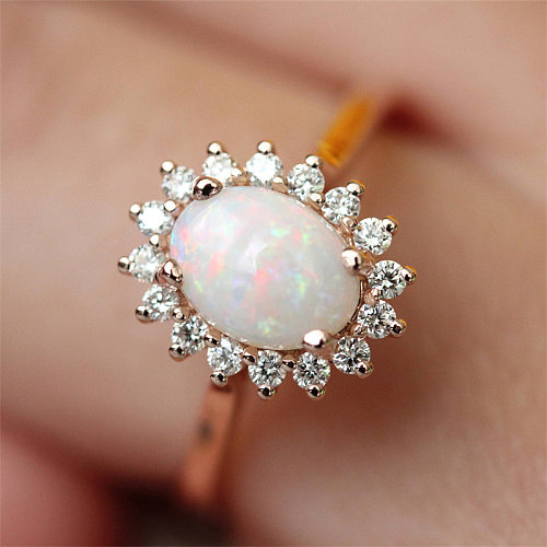 pretty 18k rose gold rings with white stone for women