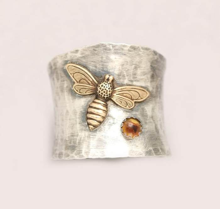 antique dragonfly bee honeycomb rings for women