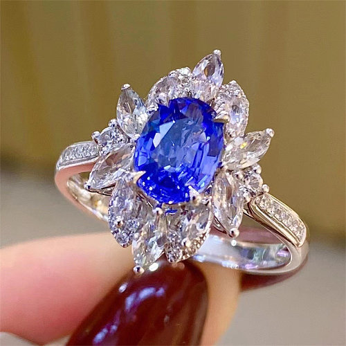 hermosos anillos de diamantes de zafiro natural para mujer