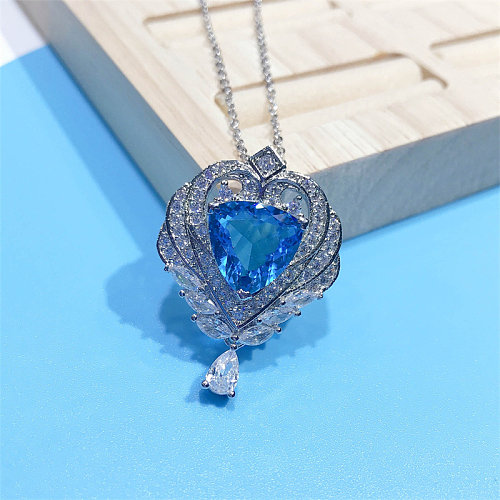 cute sapphire angel wings necklaces for women