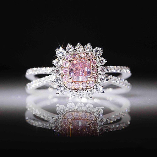 luxury 950 platinum rose quartz rings for women