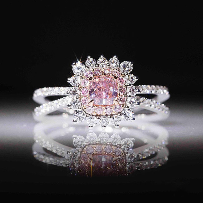 luxury 950 platinum rose quartz rings for women