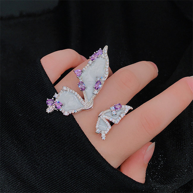 Fashion Gemstone Butterfly Adjustable Rings for Women