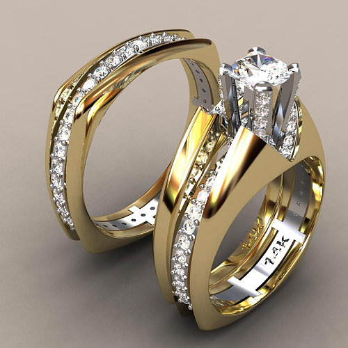 Anillos de compromiso de oro de 18 quilates con diamantes para mujer.