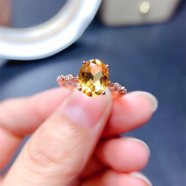 Anéis de luxo em ouro 18k com citrino natural para mulheres