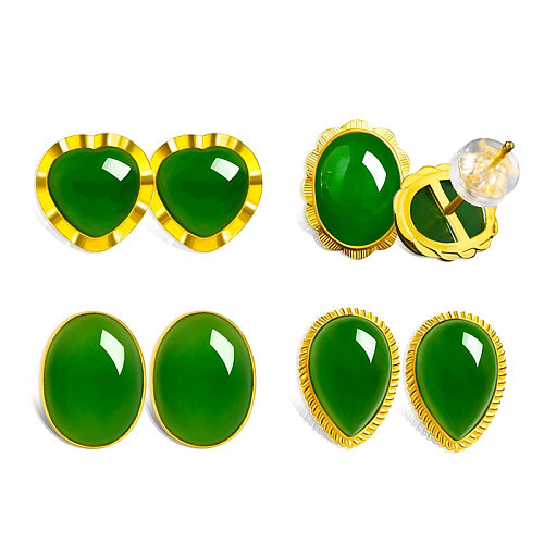 simple 999 gold earrings with emerald for mom