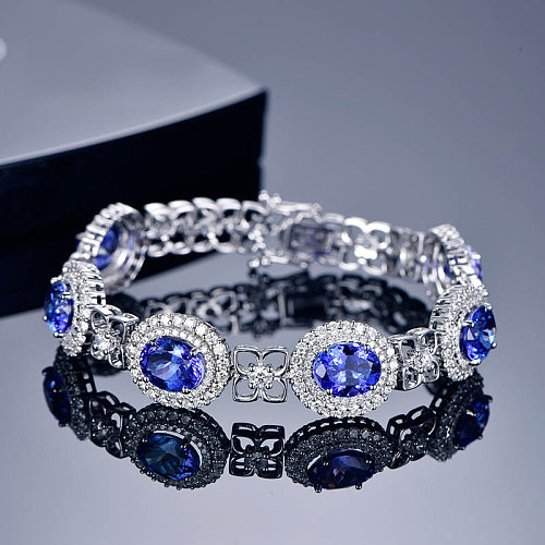 pretty silver plated sapphire fashion bracelets for women