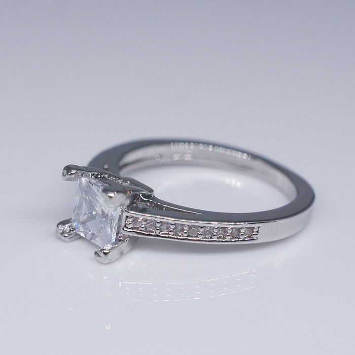 anéis de moda de diamante quadrado simples para mulheres