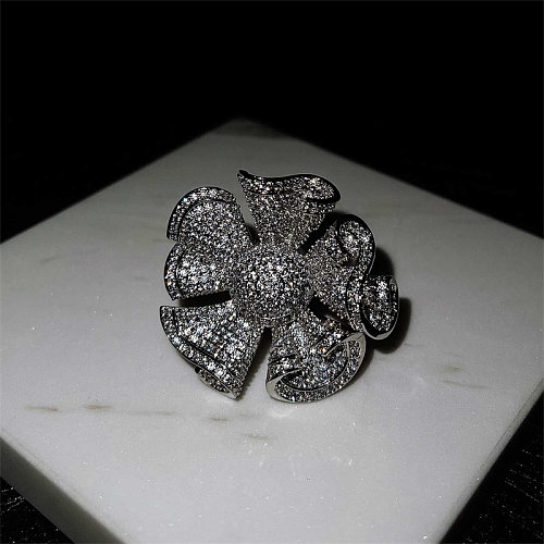 grandes anéis de flores de diamante para mulheres