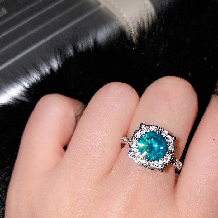 Anéis moissanite banhado a prata anel de luxo para mulheres
