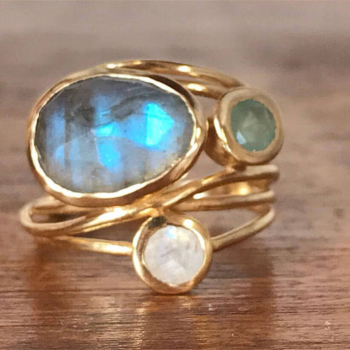 custom gold moonstone rings for women