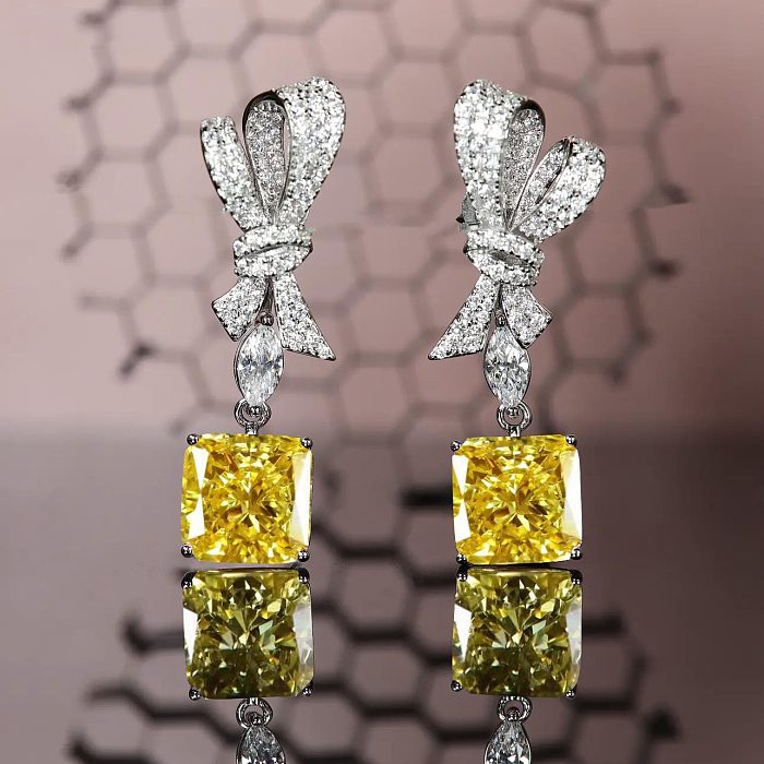 Rose Quartz Diamond Bow Earrings for Women