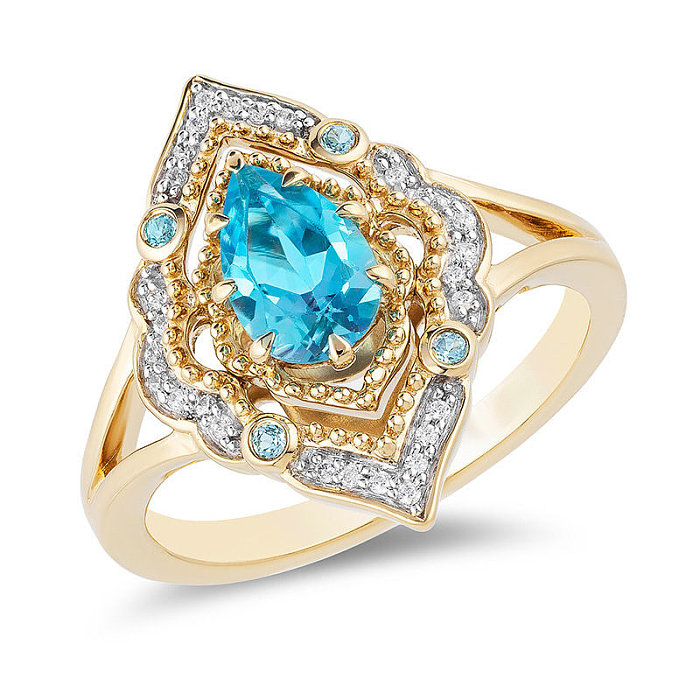 luxury natural aquamarine fashion wedding rings for women